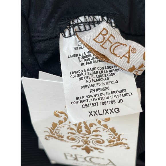 BECCA Black Fine Lines High Neck One Piece‎ Swimsuit Women's Size XL - Picture 7 of 8